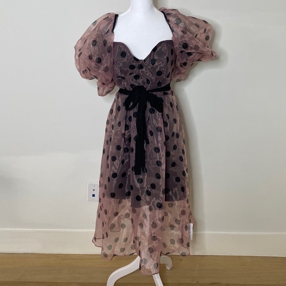 BRAND NEW ASOS Puff Sleeve MIDI Dress - Picture 2 of 9